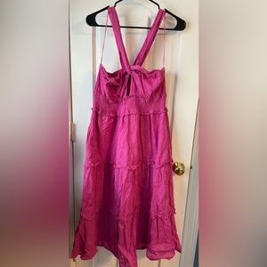 Vici Hot Pink Embroidered Midi Dress